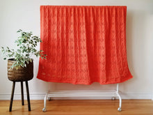 Load image into Gallery viewer, Coral-Orange throw blanket, vibrant colour  and intricate design, 56 x 75
