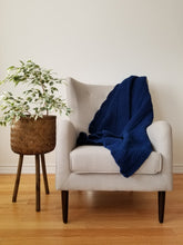 Load image into Gallery viewer, Rich navy blue throw blanket, 45 x 65 inches with intricate detail  
