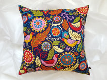 Load image into Gallery viewer, BLUE BIRD - Navy Blue &amp; Multi Coloured Pillow Cover 20 x 20&quot;
