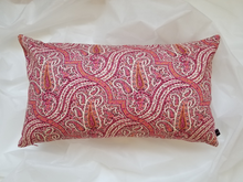 Load image into Gallery viewer, This paisley pink 14 x 24 inch pillow cover is bright and beautiful.  With various shades of pink alongside cream, wine, and grey, its colour can compliment a variety of settings. Material is made of mixed fibers.
