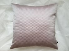 Load image into Gallery viewer, Silver diamond design with hints of pink. Pillow cover has a luminous finish giving it a slight shine. 20 x 20 inches, material is polyester.
