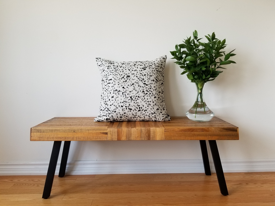 Beautiful and luxurious textured 60% wool pillow cover.  This cover is a blend of mainly white with black woven material that pairs soft and cozy with sophistication. 20 x 20 inches.