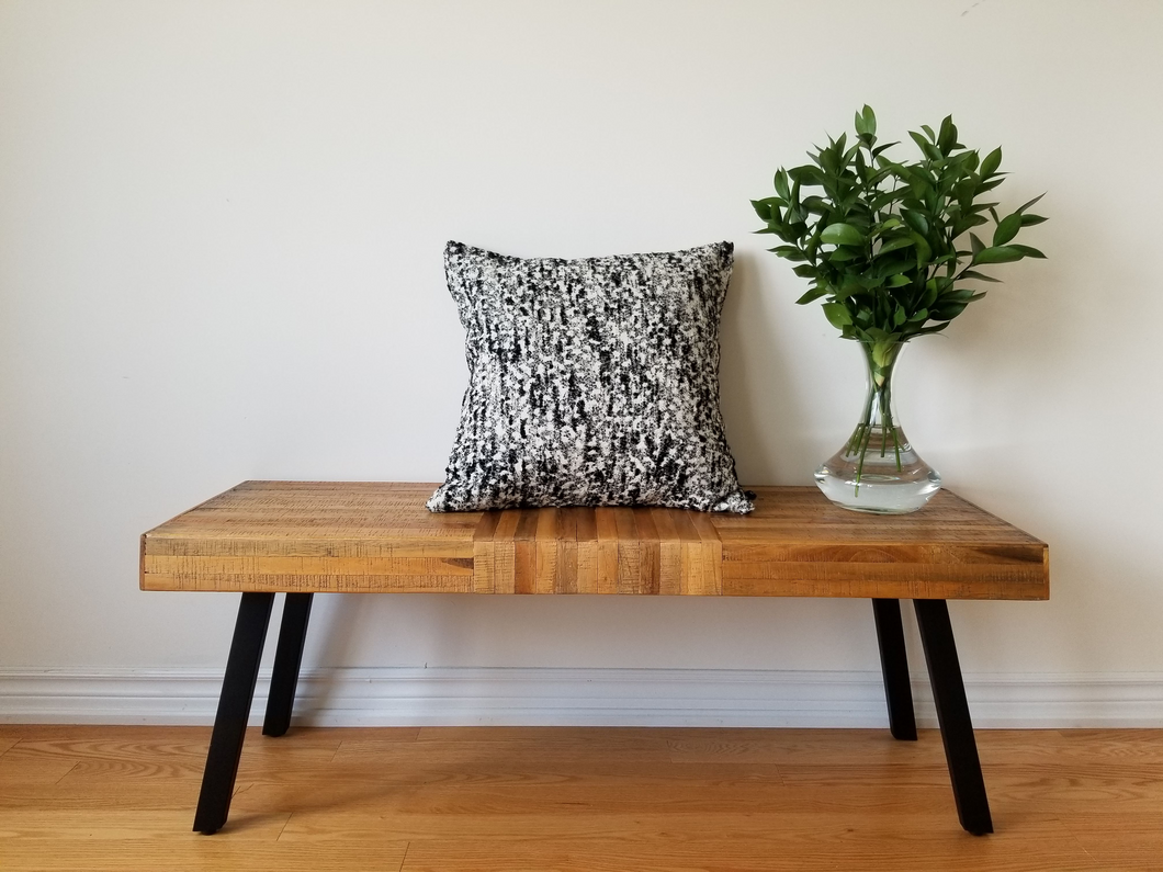 Beautiful and luxurious textured 60% wool pillow cover.  This cover is a blend of black and white woven material that pairs soft and cozy with sophistication. 20 x 20 inches. 