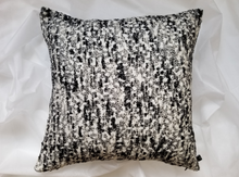 Load image into Gallery viewer, Beautiful and luxurious textured 60% wool pillow cover.  This cover is a blend of black and white woven material that pairs soft and cozy with sophistication. 20 x 20 inches. 
